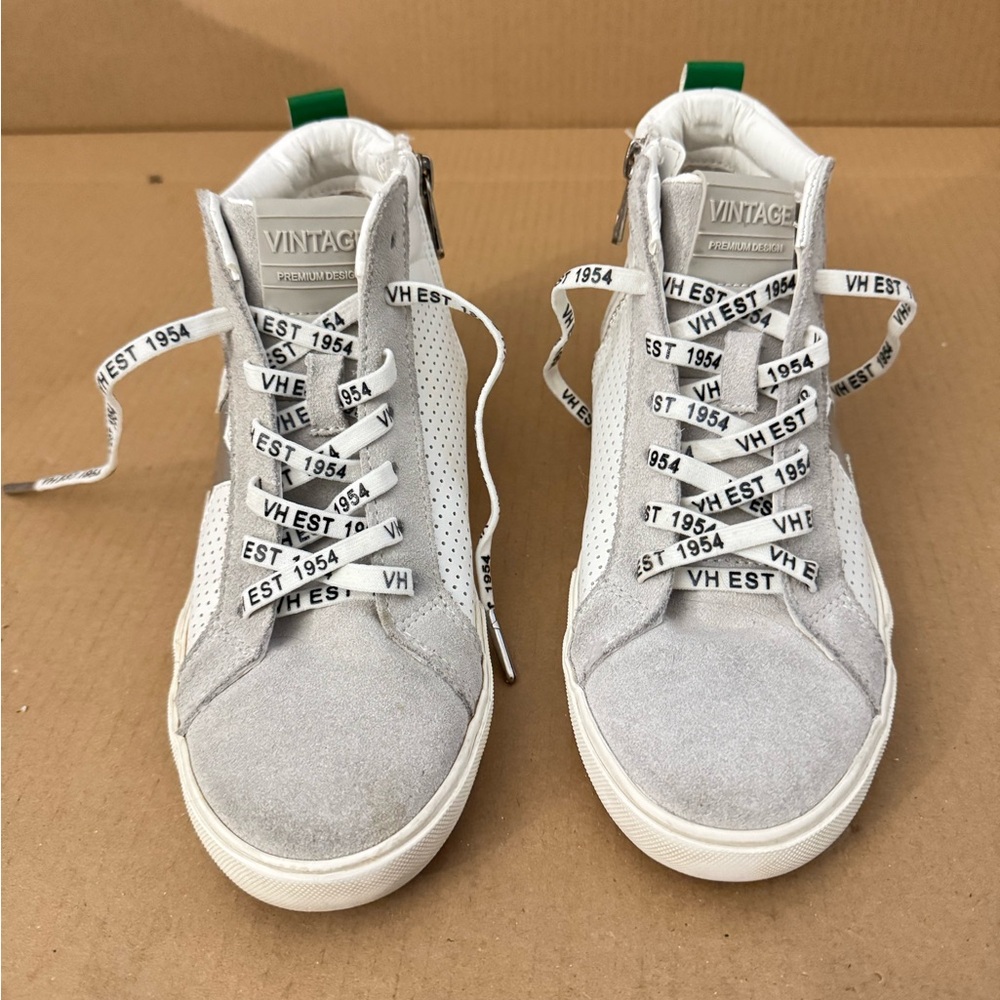 Women's Vintage Havana White & Grey Star Green Stripe Sneakers Size 8.5